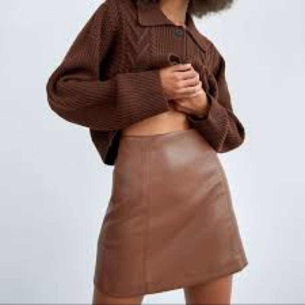 Babaton modern faux vegan Leather Mini Skirt